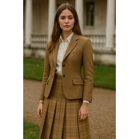 Burberry vintage 70s plaid tartan wool pleated midi skirt 1970s sz small England - Picture 1 of 7